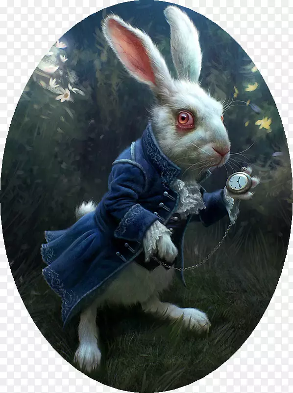 白兔行军兔爱丽丝在仙境中的冒险-比特币白色