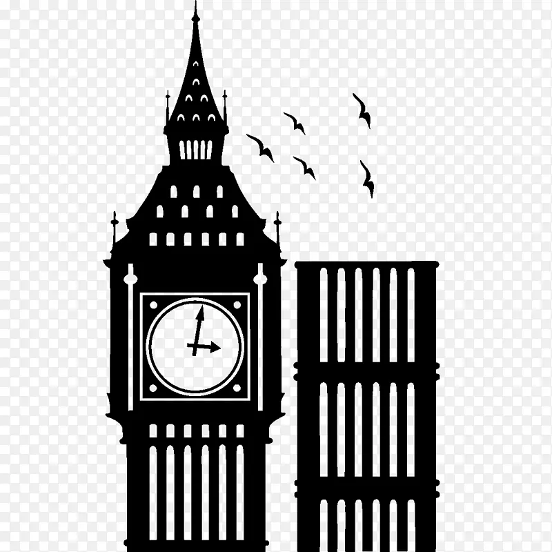 伦敦大本城剪影剪贴画-大本钟