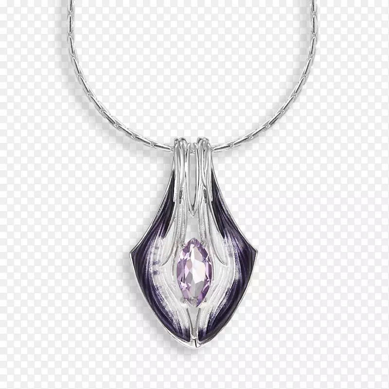 项链紫色紫水晶银项链