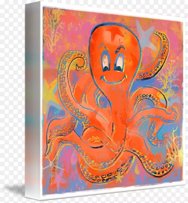 章鱼现代艺术丙烯酸涂料视觉艺术章鱼抽象艺术