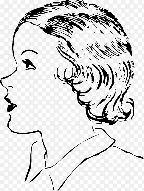 梳子剪贴画女性图形发型短发女孩