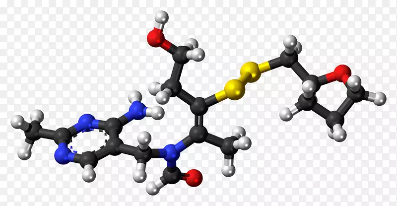 呋喃磺胺分子制药药物蒜硫胺球棒模型-模型
