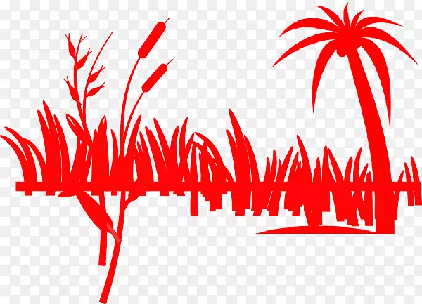 剪贴画棕榈树露头图-红草