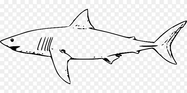 大白鲨灯笼形锤头鲨虎鲨剪贴画一条鱼的黑色轮廓