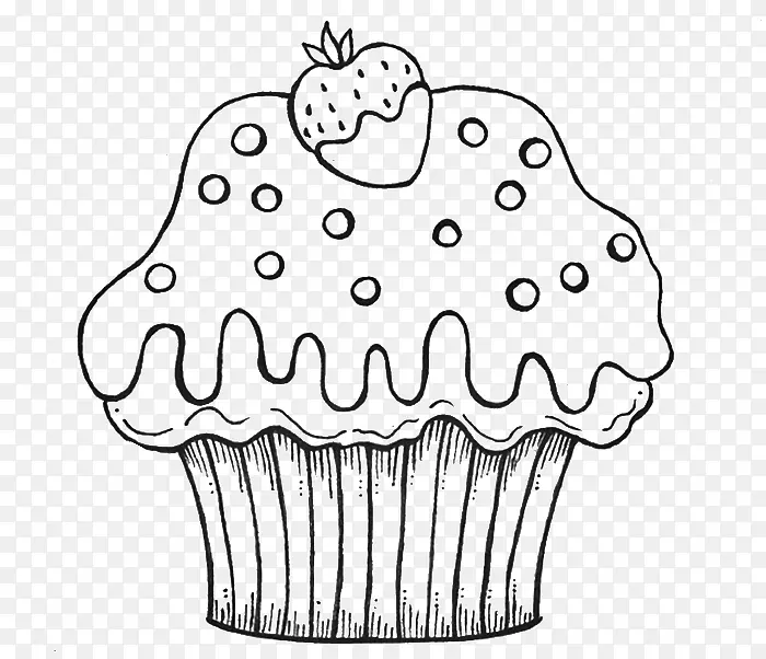 纸杯蛋糕松饼着色书画奶油蛋糕和纸杯蛋糕