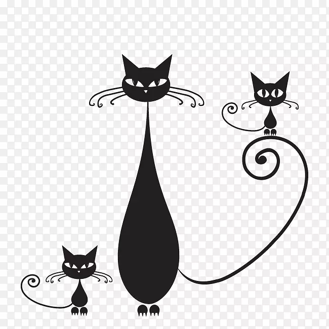 小猫雪鞋猫黑猫剪影画-小猫