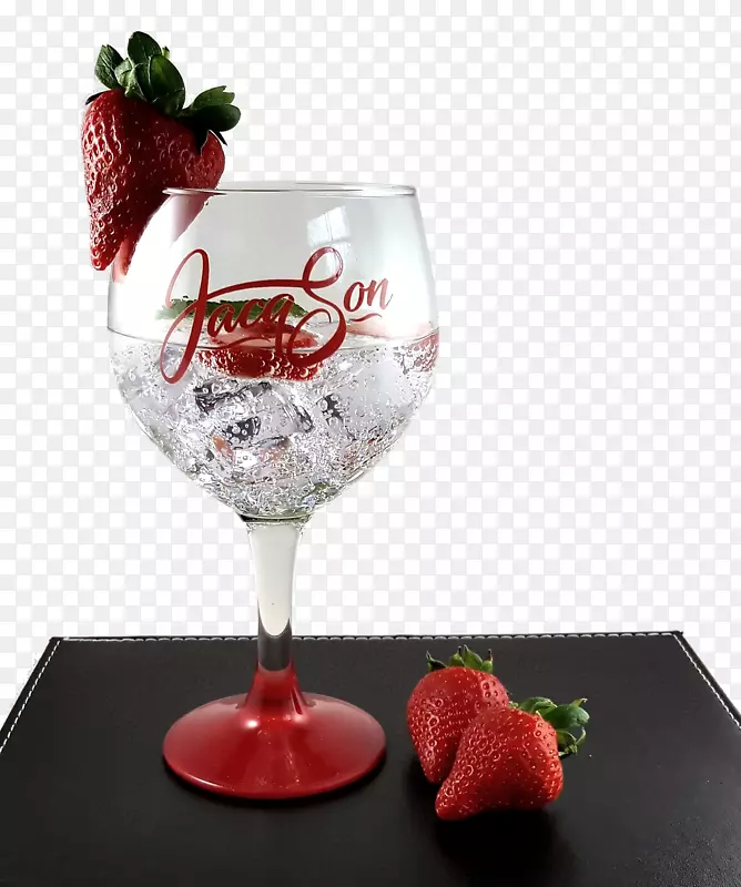 杜松子草莓酒，玻璃杯，汤匙水鸡尾酒-草莓