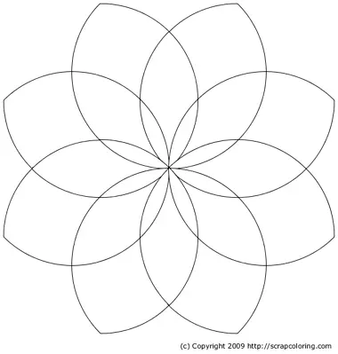 线条艺术圆对称点角-八瓣花模板