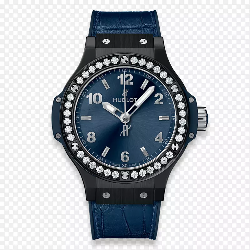 哈布洛手表蓝色钻石珠宝手表