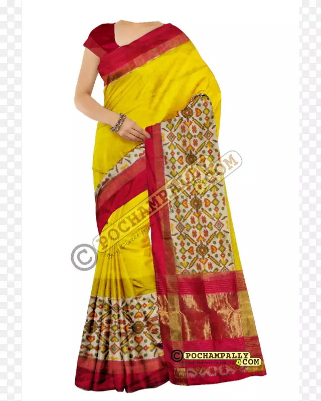 真丝zari Pochampally sree ikat sari-手持织机