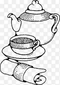 茶壶，咖啡杯，剪贴画.茶壶茶杯