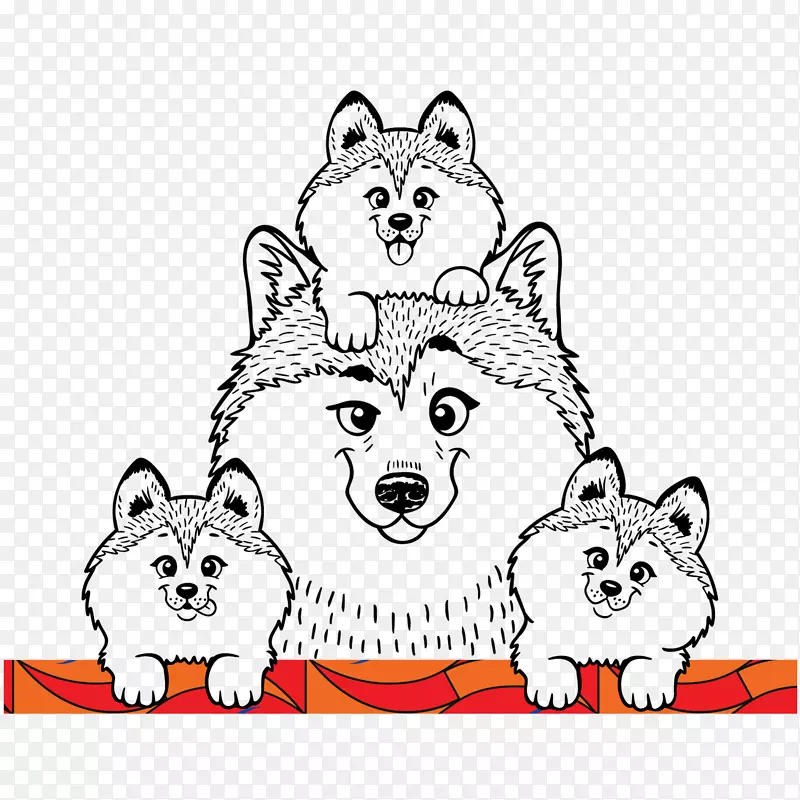 西伯利亚哈士奇小狗金毛猎犬阿拉斯加哈士奇着色书-小狗