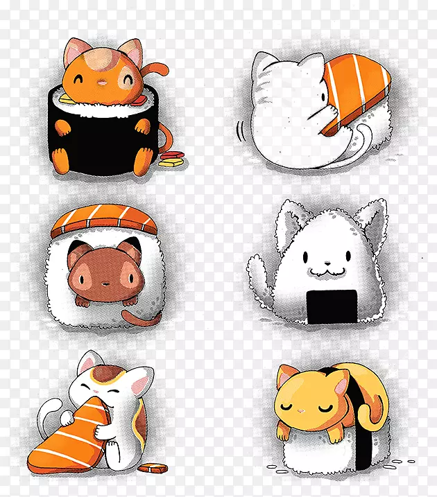 寿司比萨饼猫t恤画-寿司