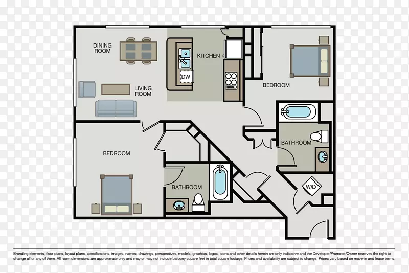 卧室公寓平面图出租床