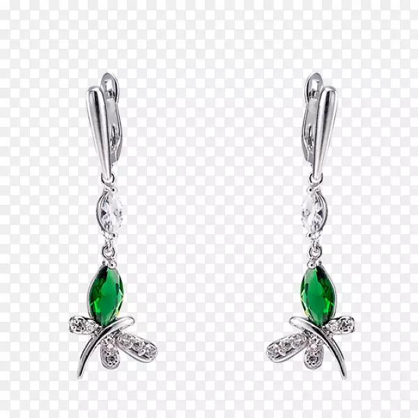 翡翠耳环珠宝仿制宝石和莱茵石钻石-绿色滴