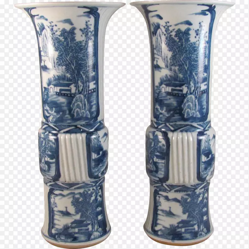 陶瓷蓝白色陶器产品设计花瓶