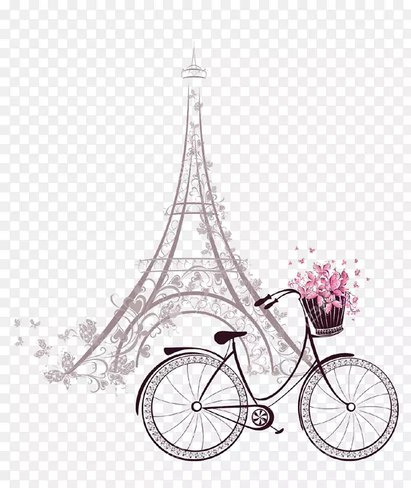 艾菲尔铁塔绘制自行车图像.艾菲尔铁塔