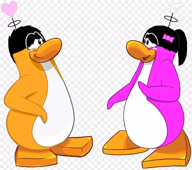 企鹅数码艺术缺陷艺术羽毛-粉红色橙色