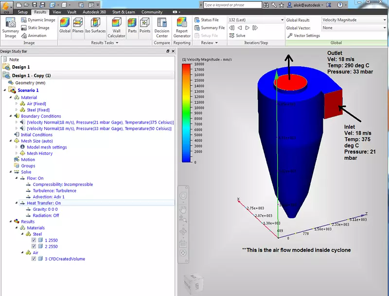 旋风分离器计算流体力学分离器Autodesk模拟旋风