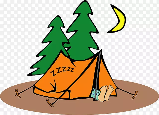 剪贴画野营露营地帐篷-熟睡妇女