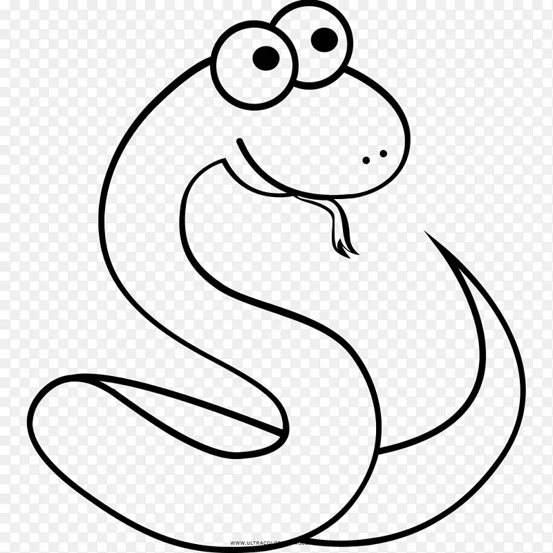 蛇形着色书画黑白线艺术.蛇