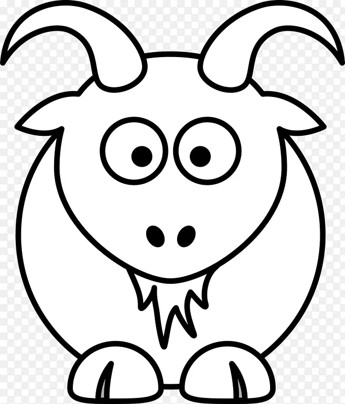 彩色书卡通山羊儿童剪贴画黑白卡通动物