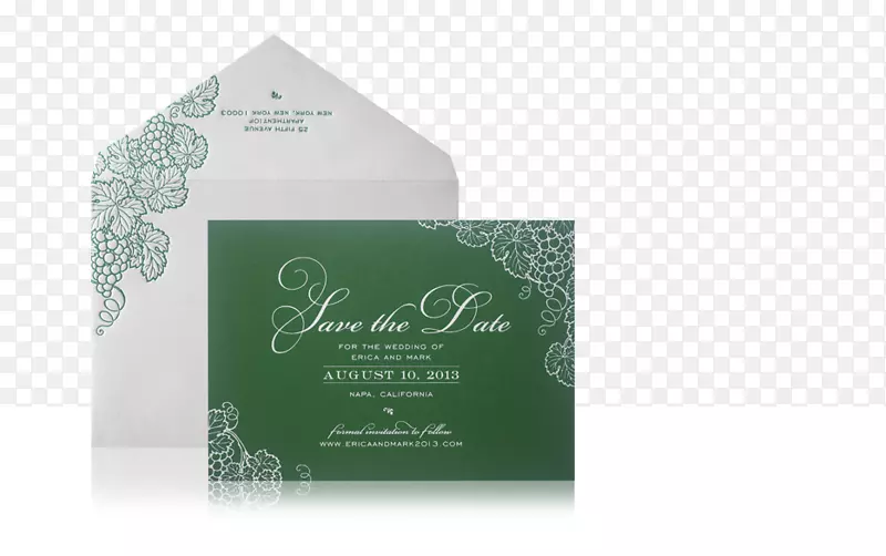 婚礼邀请函绿色字体凸面-婚礼邀请函激光切割