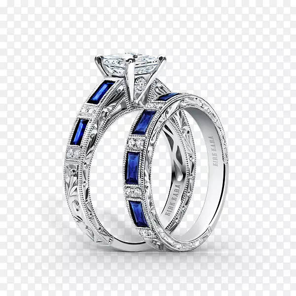 订婚戒指结婚戒指蓝宝石钻石结婚戒指