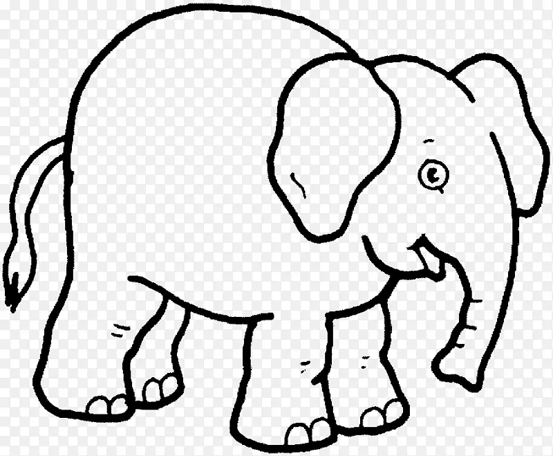 绘画大象着色书剪贴画-大象