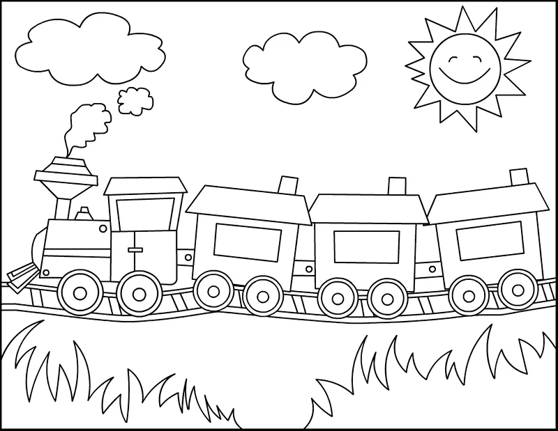 托马斯火车轨道运输着色本蒸汽机车.儿童列车图