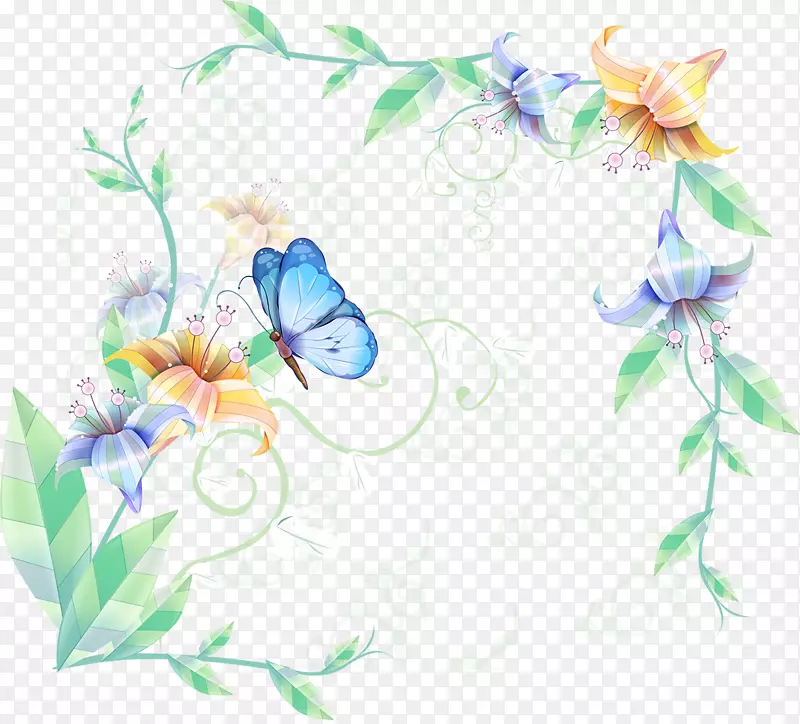 蝴蝶剪贴画装饰性边框花画-蝴蝶