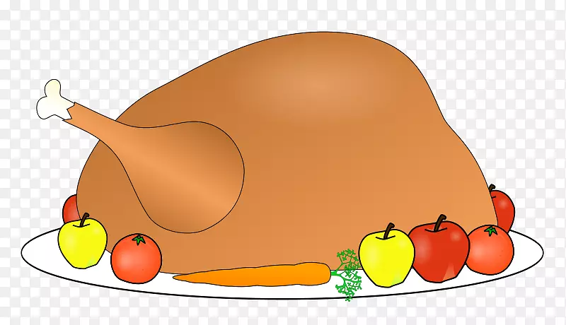 火鸡肉夹艺术感恩节晚餐-水果盘