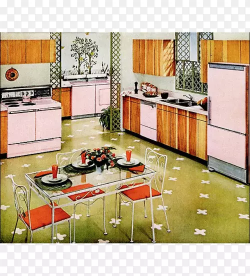 厨房橱柜1960年代餐桌室内设计服务.厨房