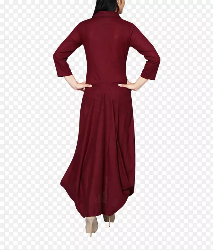 红褐色领短上衣-连衣裙