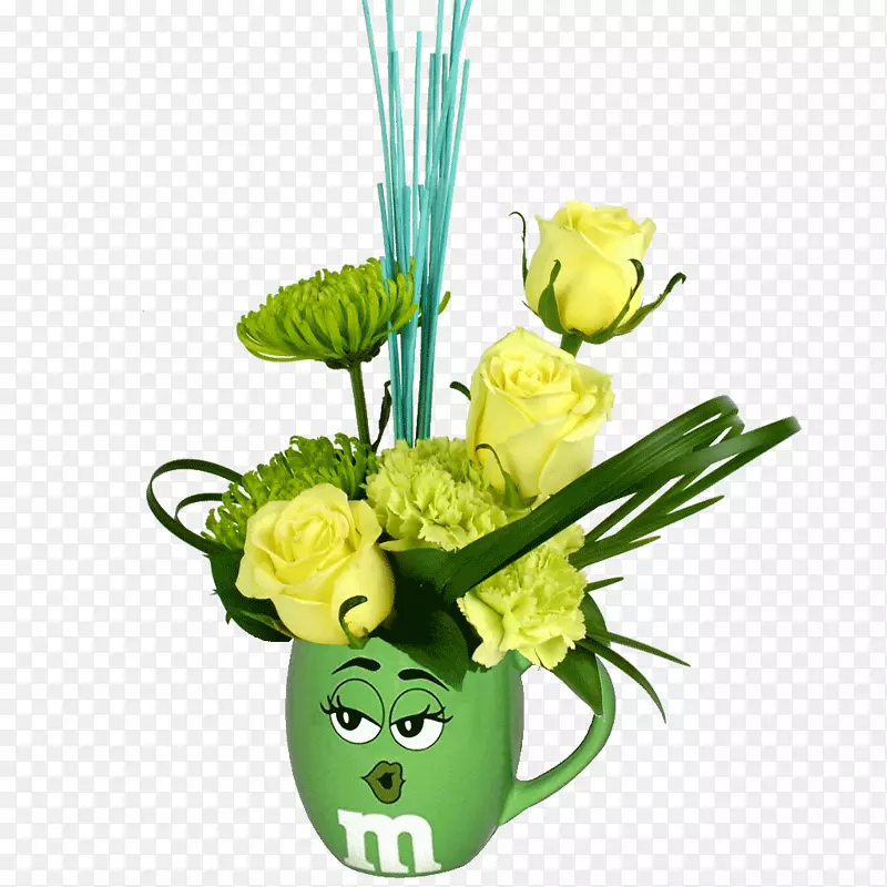 花卉设计花束切花.绿色杯