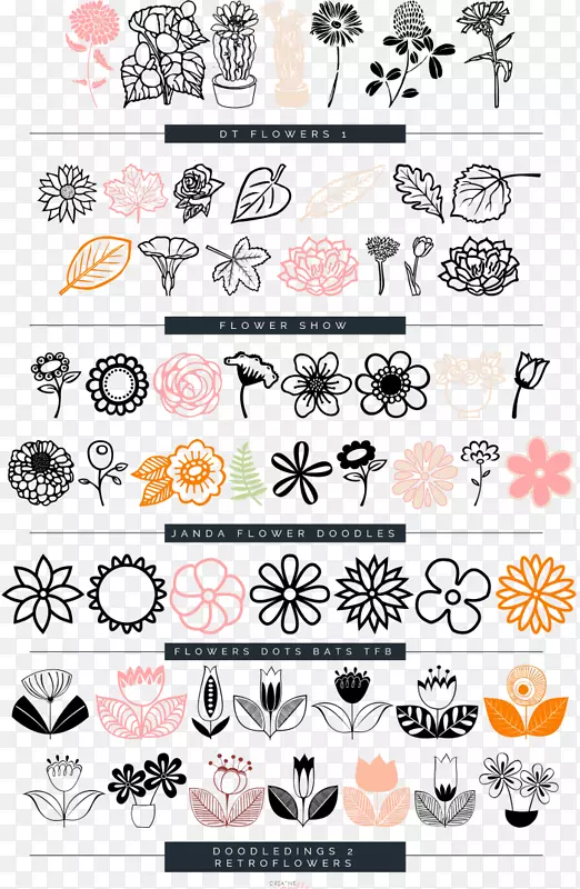 花卉剪贴画设计插图.花卉