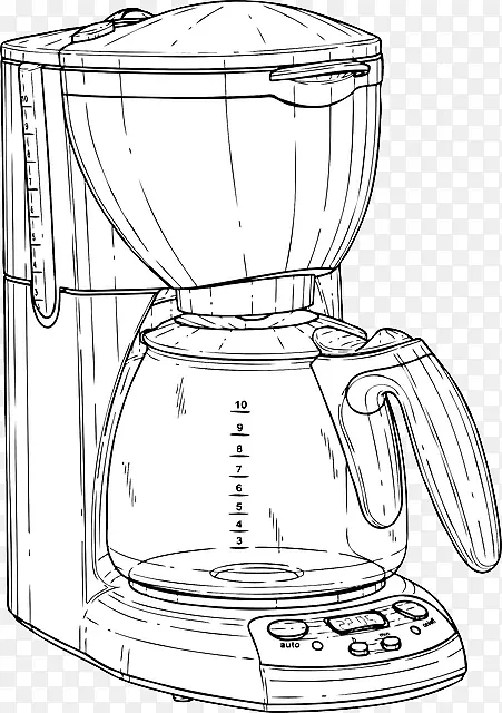 咖啡机咖啡厅绘图夹艺术食品壶