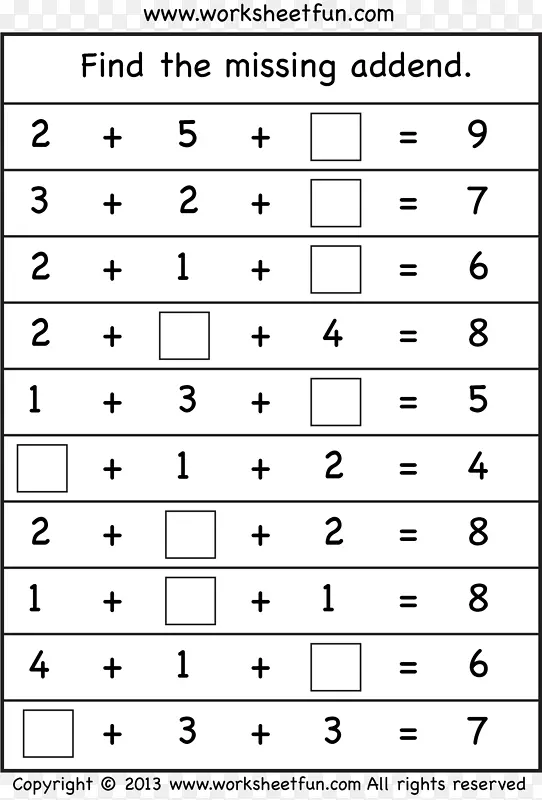 数学工作表加法第2阶段数字-数学