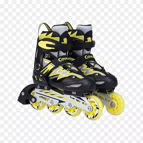 黄色溜冰鞋滑板鞋后跟.黄点