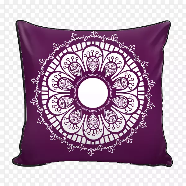投掷枕头垫紫色创新专注冥想-佛教曼陀罗