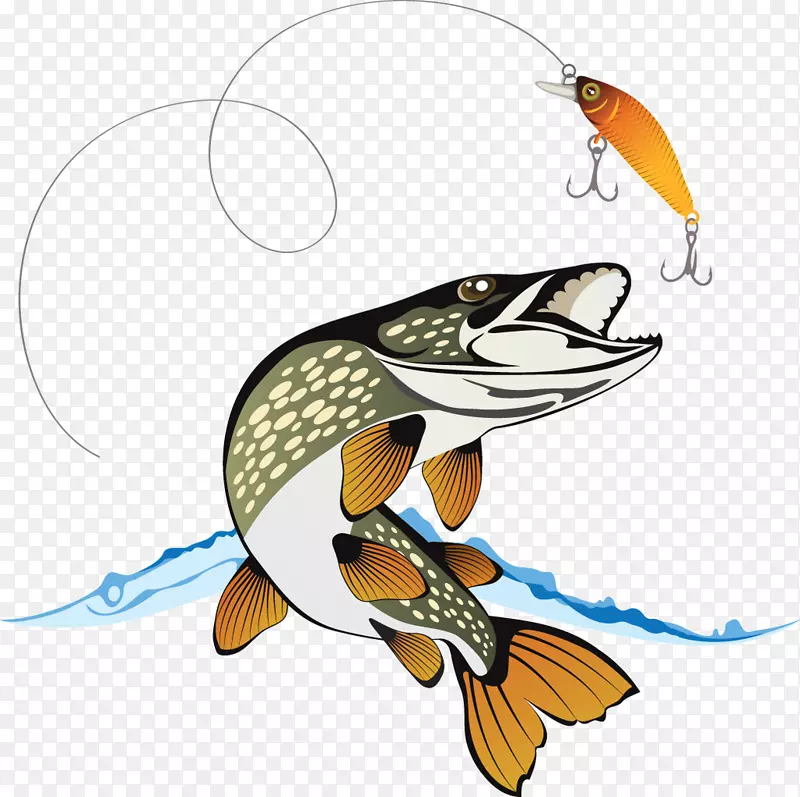 北方梭子鱼夹艺术钓鱼饵和诱饵图形.渔网