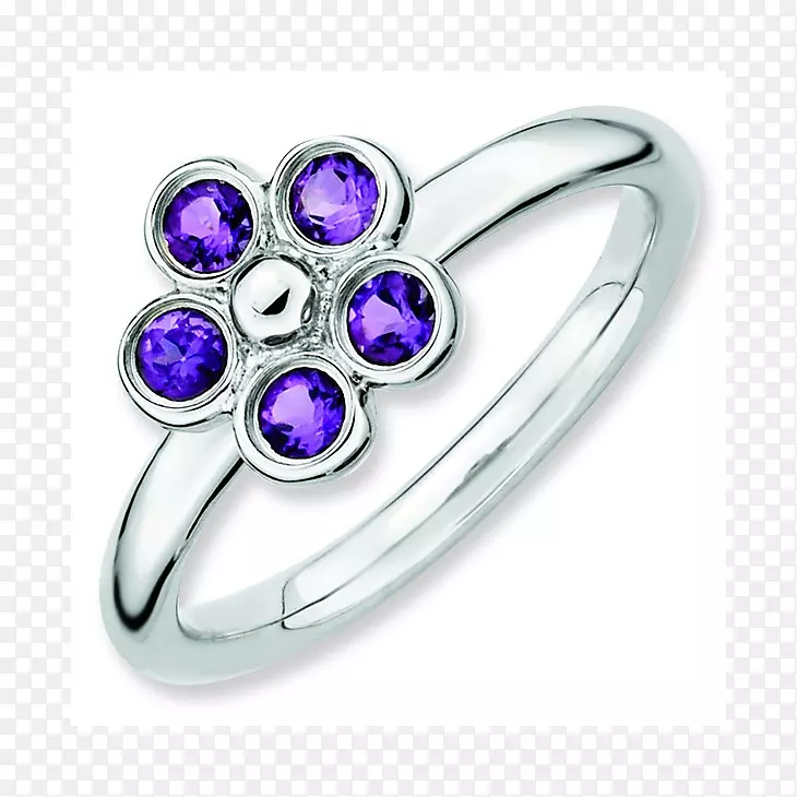 紫水晶戒指银首饰紫色戒指