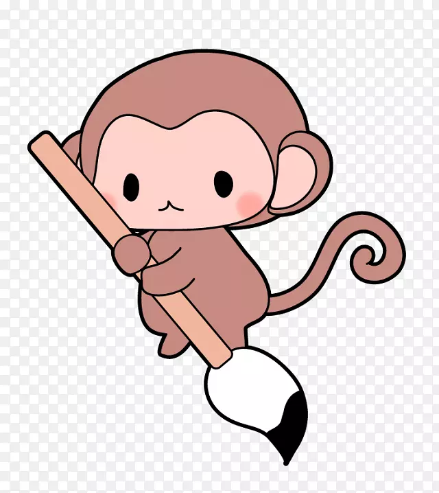 插画剪贴画猴子书法-笔画