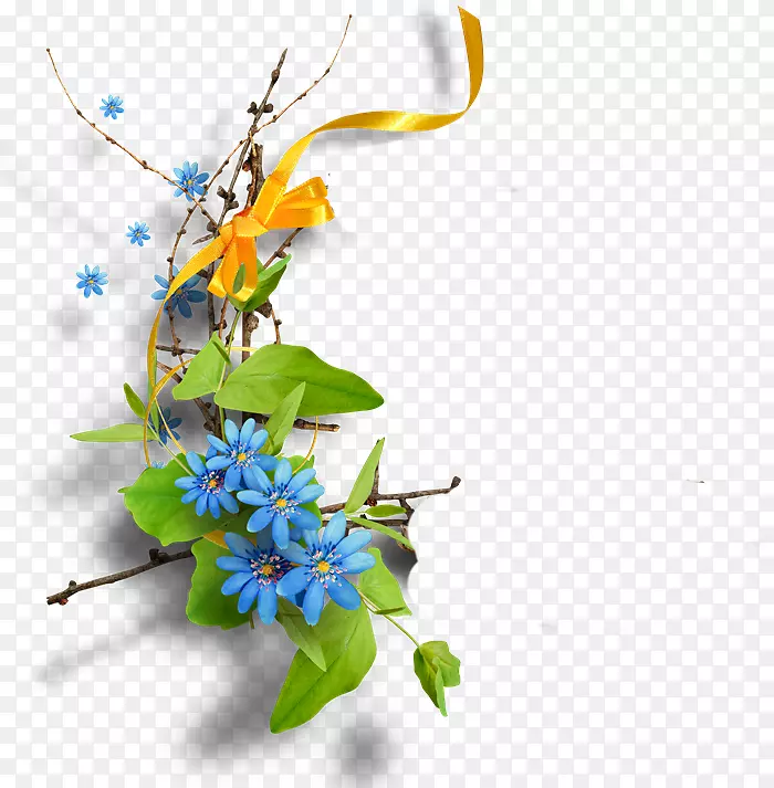 png图片剪辑艺术PSD图像花卉设计.蓝色蝴蝶结
