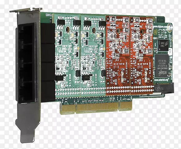 Digium 1a4a00f 4端口模数模拟PCI 3.3/5.0V卡外汇局常规PCI外汇业务-外部发送卡