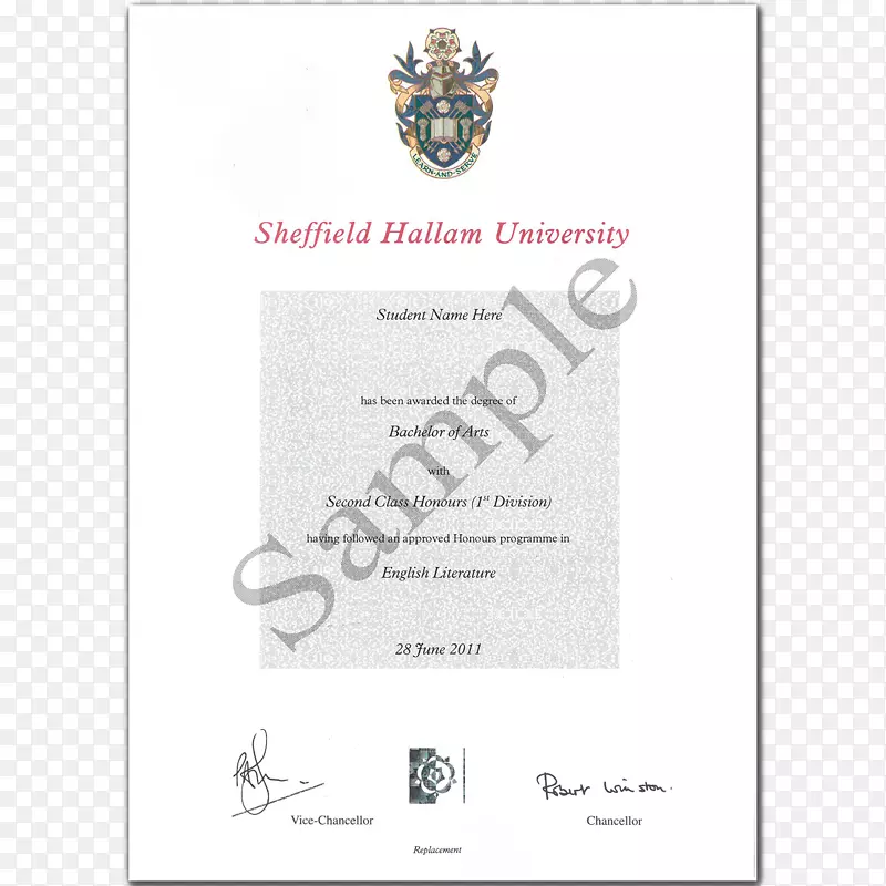 谢菲尔德哈勒姆大学字体品牌-大学证书