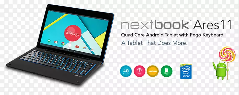 笔记本电脑戴尔纬度英特尔原子Nextbook面积10.1英寸16 gb 2 in-1 android四核wifi efund平板电脑，带键盘坞，黑色ares 10l-像呼吸新鲜空气。
