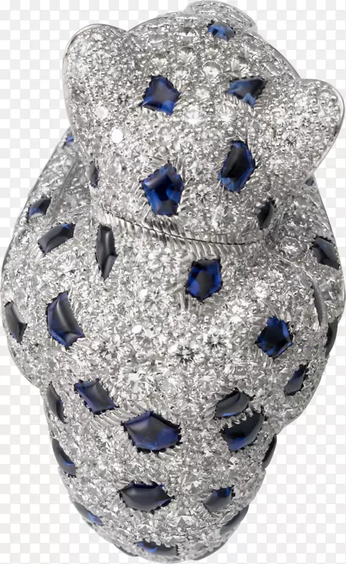 蓝宝石戒指祖母绿卡地亚钻石白金戒指