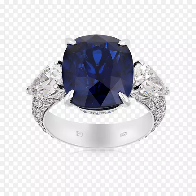 蓝宝石银金刚石制品-白金戒指