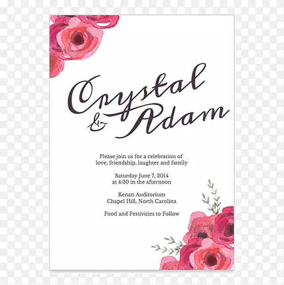 花园玫瑰，婚礼邀请函，贺卡和便条卡片-婚礼邀请函海报